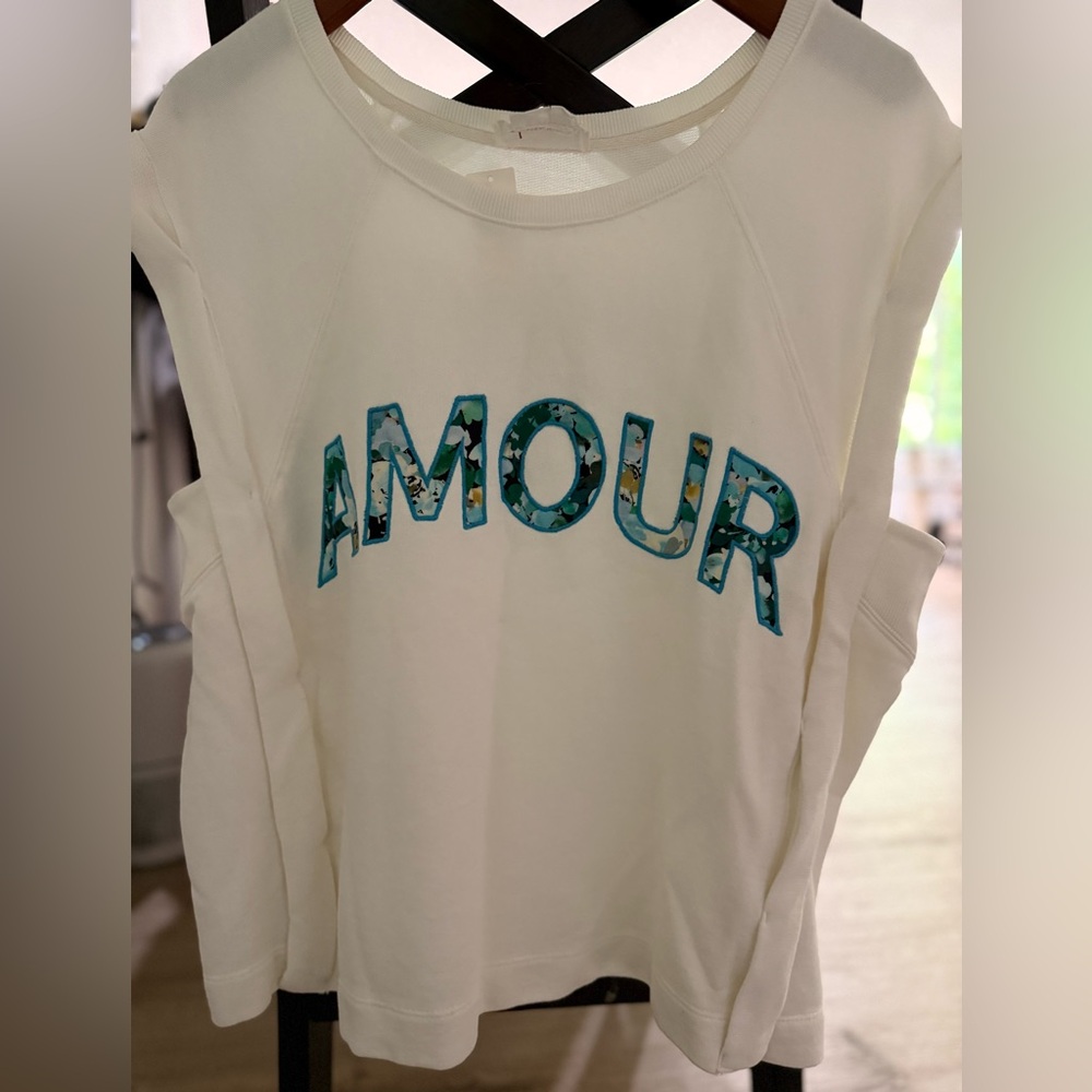 Anthropologie White Sleeveless Sweatshirt (XL, NWT)